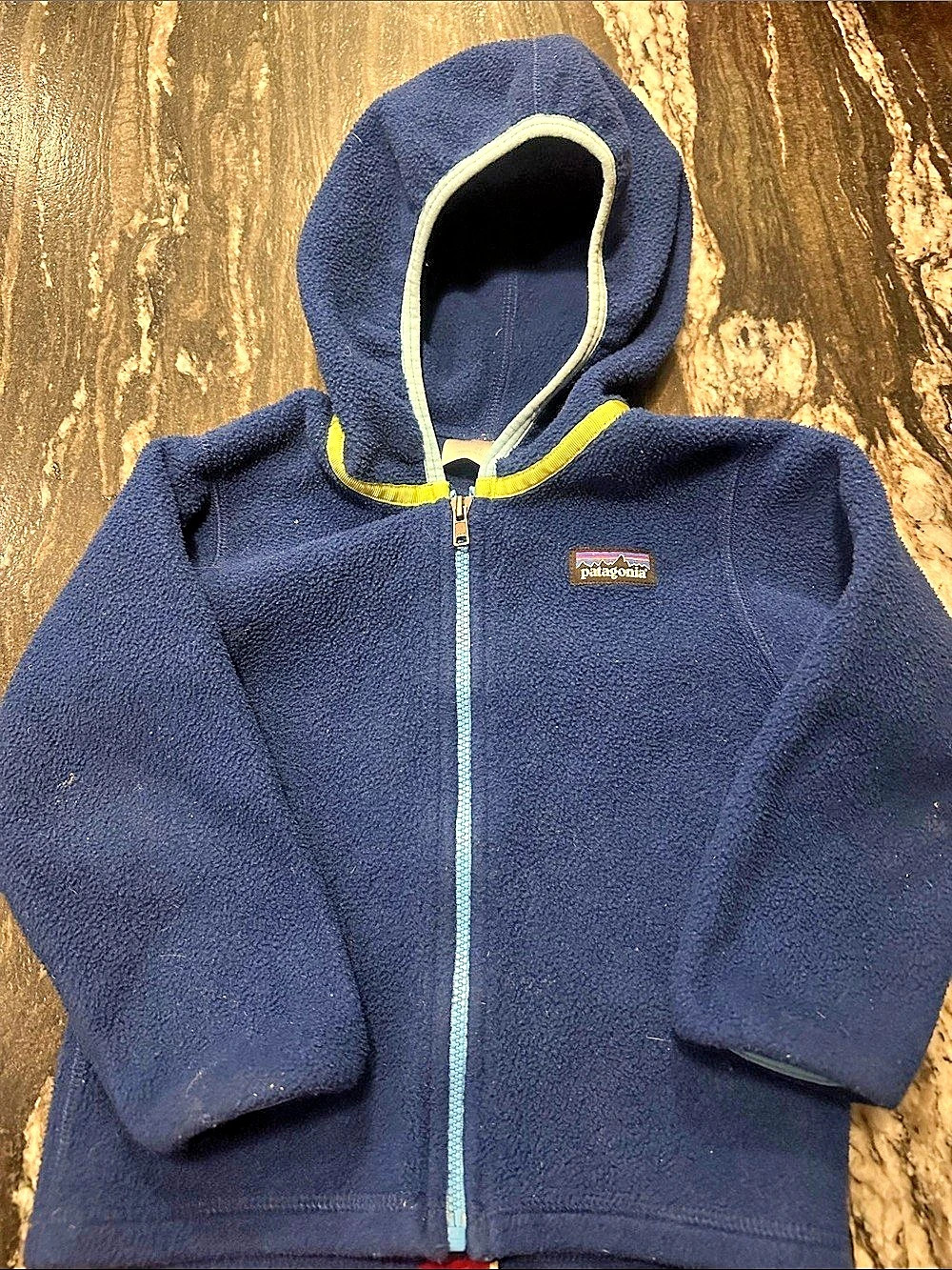Patagonia Baby Synchilla Cardigan Fleece Hooded Jacket Blue 2T